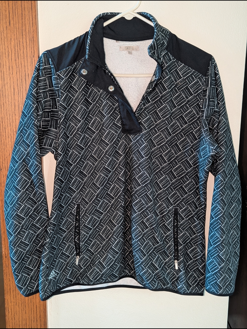 adidas Black Geometric-Pattern Utility Jacket